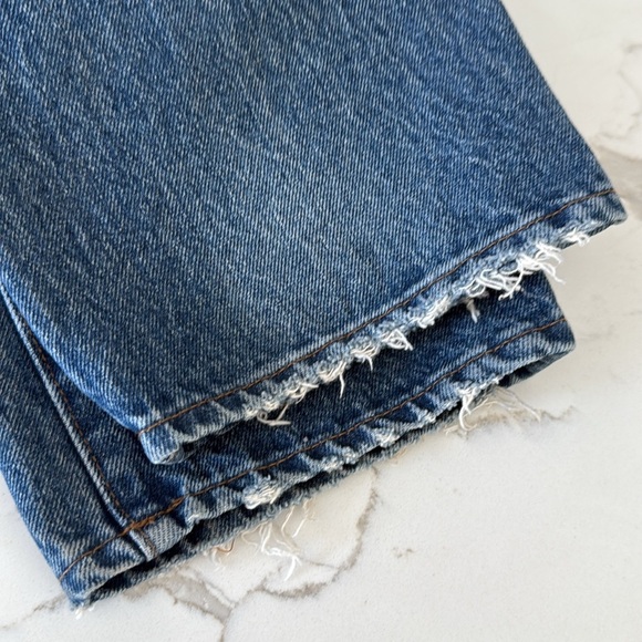 Madewell Petite Classic Straight Leg Jeans Jade Wash Knee-Rip Edition size 26 - Picture 16 of 16